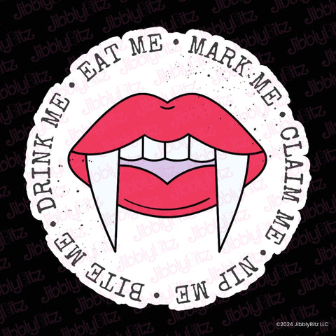 Bookish Gift - Romance Reader Bit Charm - Bite Me, Drink Me, Eat Me, Mark Me, Claim Me, Nip Me Charm