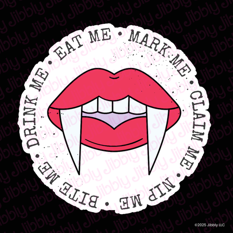 Bookish Gift - Romance Reader Sticker - Bite Me, Vamp Waterproof Vinyl Sticker