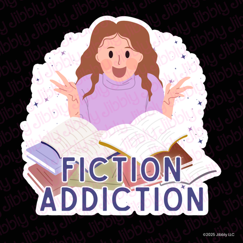 Bookish Gift - Romance Reader Sticker - Fiction Addiction Waterproof Vinyl Sticker