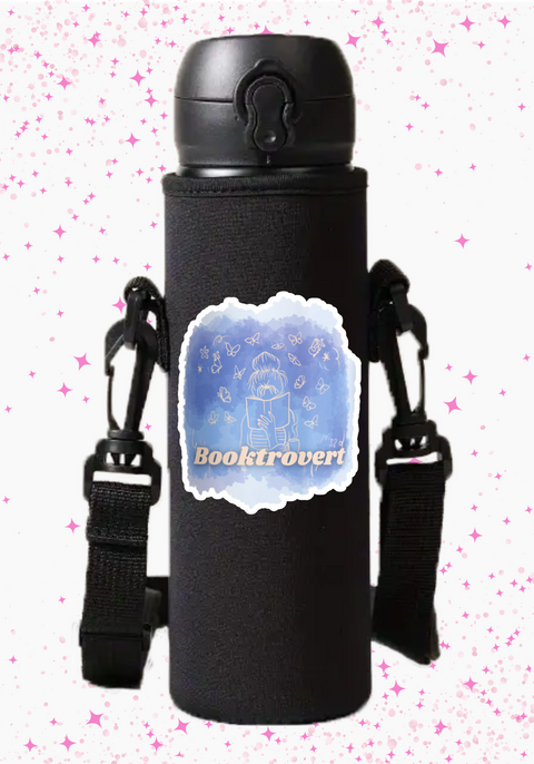 Bookish Gift - Romance Reader Gift - Charm Design Neoprene Drink Carrier with Jibbly Strap