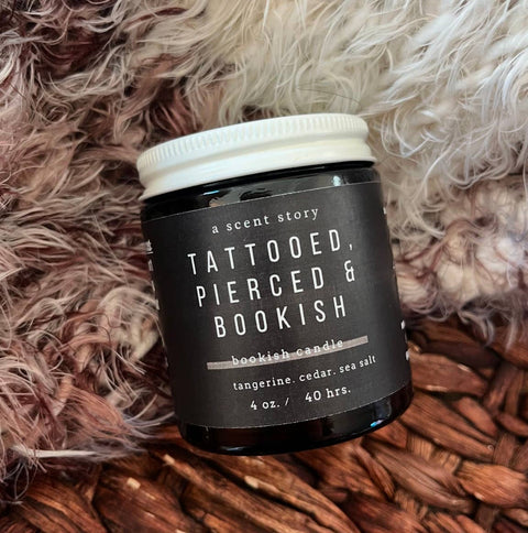 A Scent Story Candle Co - Tattooed, Pierced & Bookish | Bookish Candle | Soy Wax 4oz