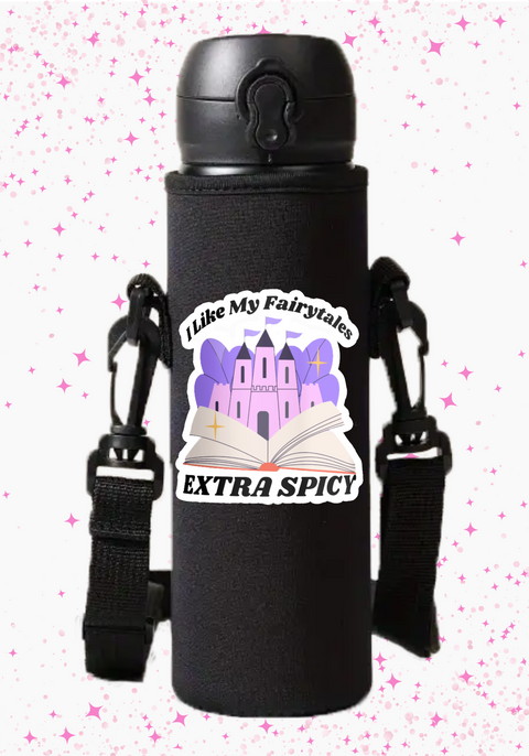 Bookish Gift - Romance Reader Gift - Charm Design Neoprene Drink Carrier with Jibbly Strap