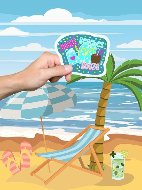 Beach hand drawn Stickers, Cute Animal Stickers, Laptop Decals, Vinyl Sticker Pack, Planner Accessories,
