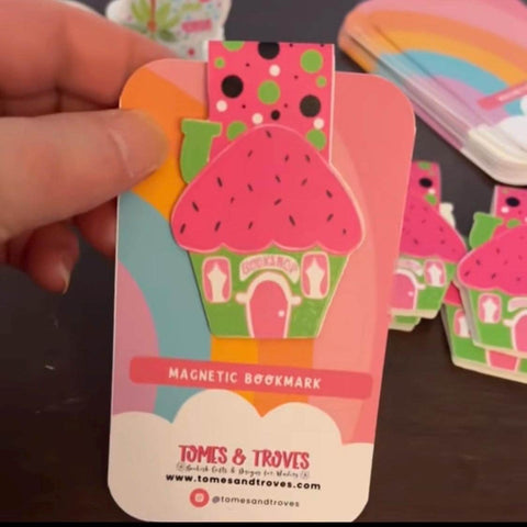 Strawberry Library Magnetic Bookmark